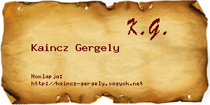 Kaincz Gergely névjegykártya